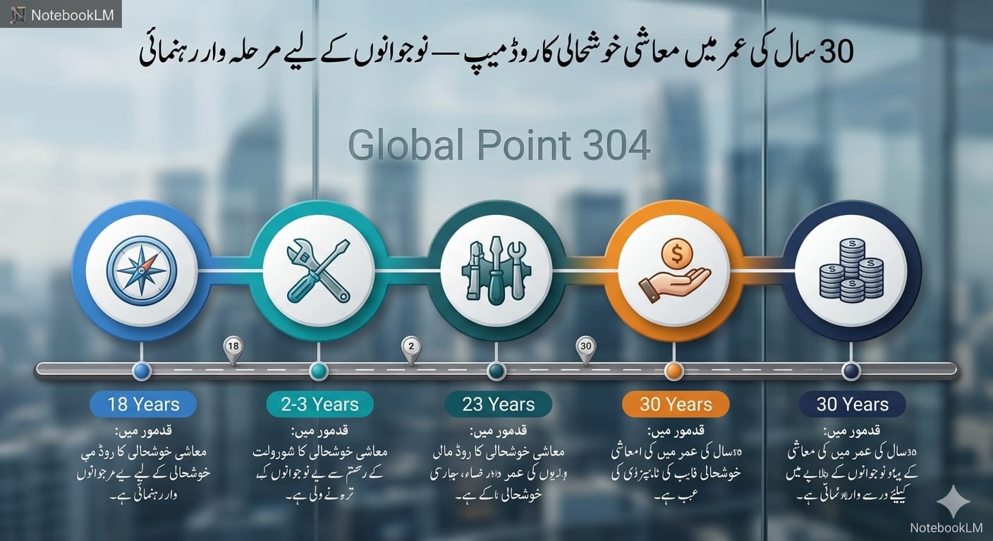 30 سال کی عمر میں معاشی خوشحالی کا روڈ میپ 30 سال کی عمر میں معاشی خوشحالی کا روڈ میپ — نوجوانوں کے لیے مرحلہ وار رہنمائی