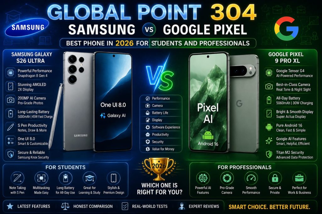 Samsung vs Google Pixel comparison 2026 for students and professionals