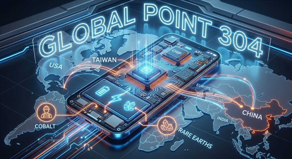 Smartphone Is a Geopolitical Warzone دکھاتی تصویر جس میں چین تائیوان چپس اور کوبالٹ سپلائی چین شامل ہے